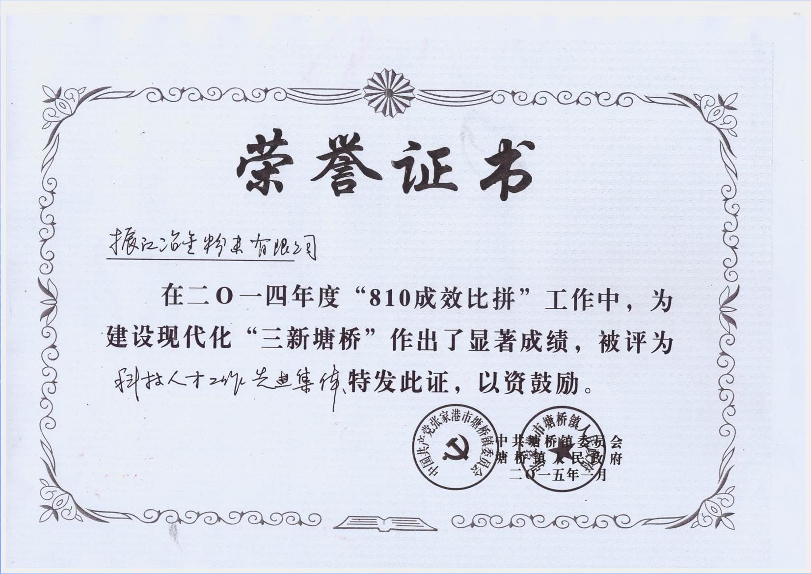 Honor Certificate - Science and Technology Talent Recognition